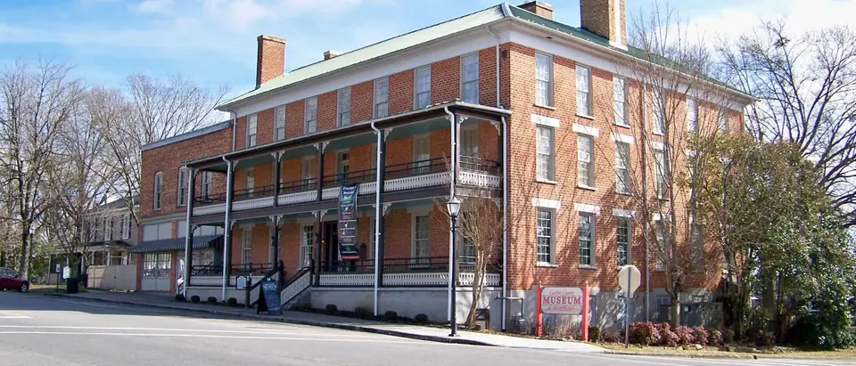 The historic Hoffman Hotel, now the Gaston County Museum, on the courthouse square in Dallas, NC