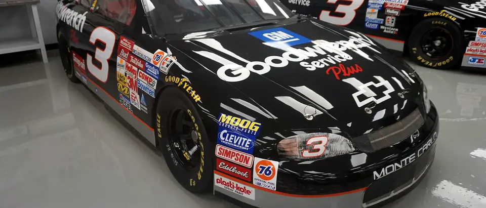Dale Earnhardt's black No. 3 race car on show at the Richard Childress Racing Museum in Welcome, NC